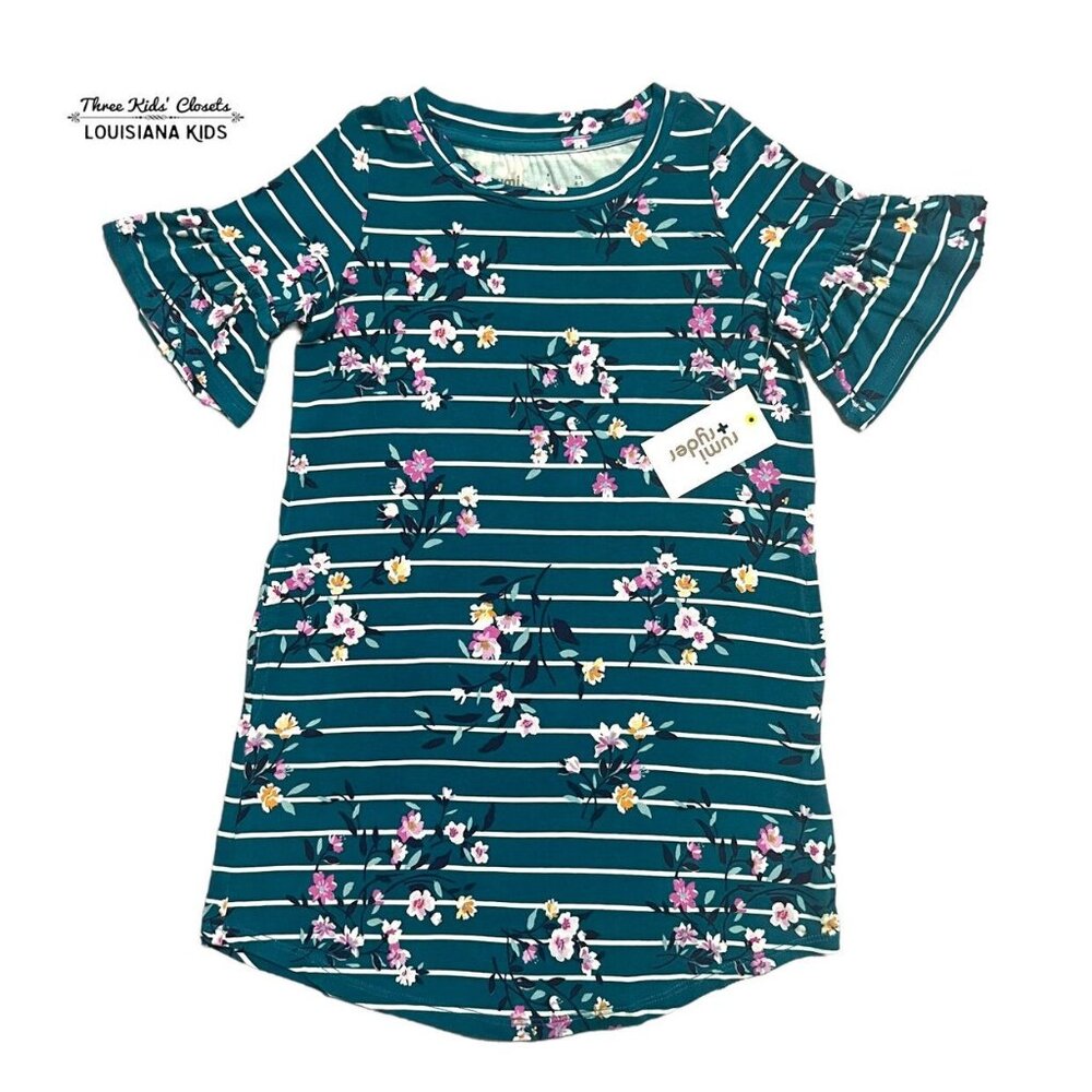 NEW Rumi + Ryder XS (4-5Y) Teal Striped Floral Dress